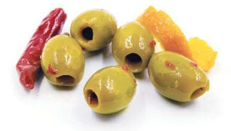 Green Pitted Olives with Tangerine and Chili: 7.4 lbs
