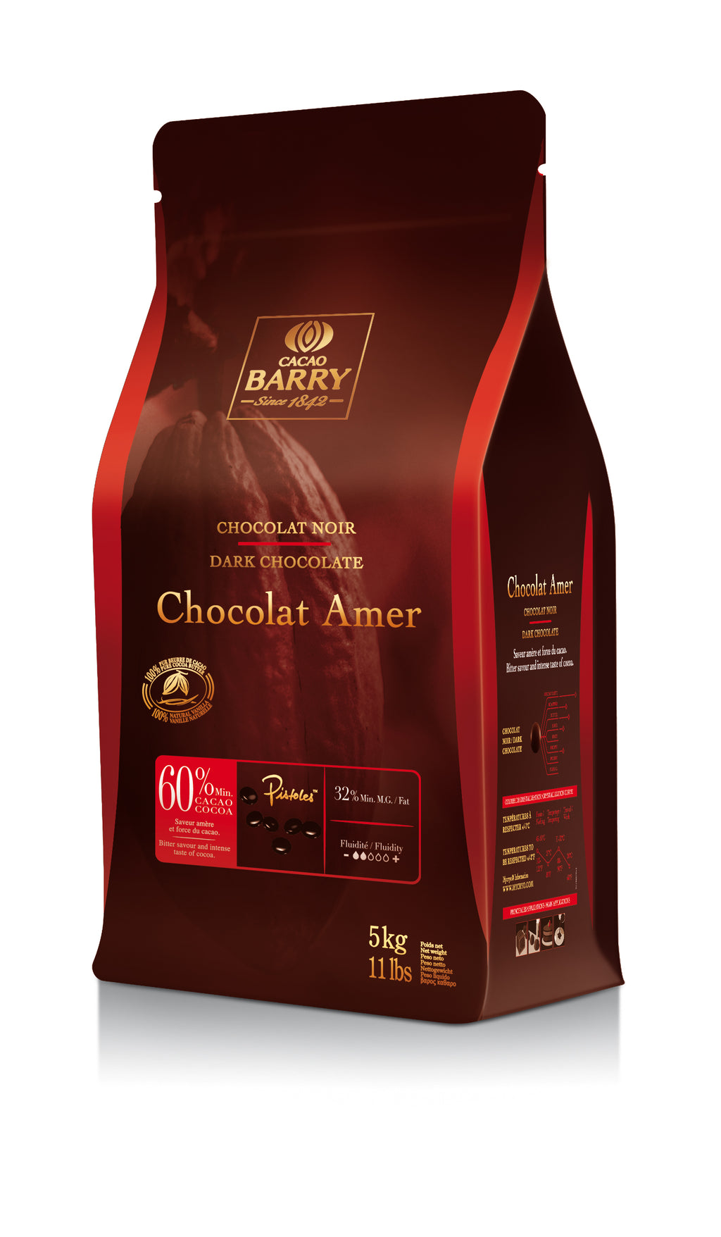 Chocolat Amer 60% Pistoles: 11lbs