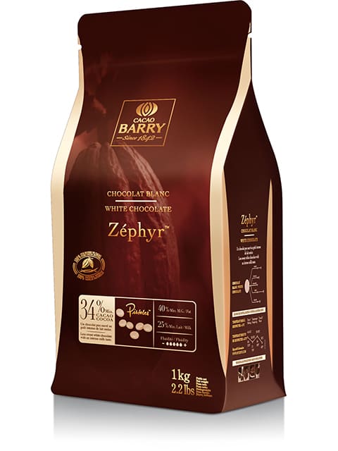 Chocolat Blanc Zephyr de couverture, pistoles 1 Kg - Barry