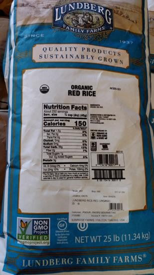 Wehani Red Rice Organic Gluten Free: 25lbs